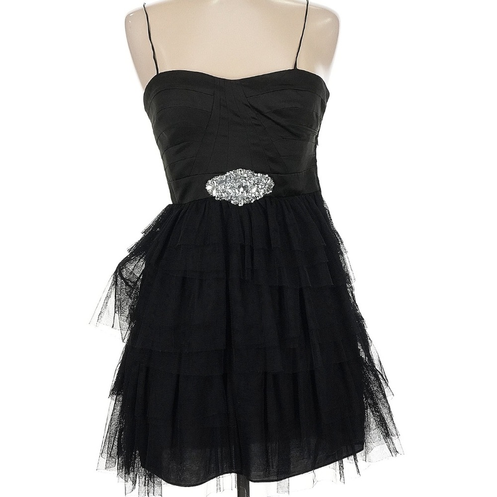 Adrianna Papell Black Strapless Dress with Silver Accent